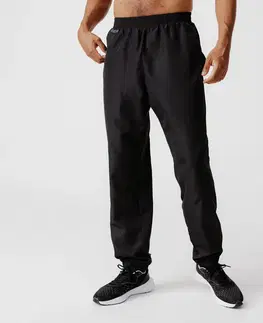 nohavice Pánske bežecké priedušné nohavice Dry 100 čierne