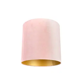 Tienidlo na lampu Velúrové tienidlo ružové 40/40/40 so zlatým interiérom
