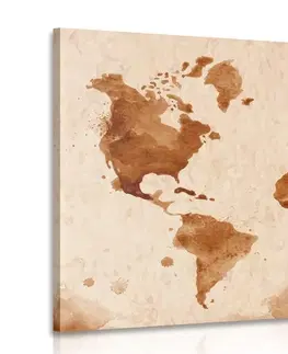 Obrazy mapy Obraz mapa sveta v retro prevedení