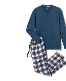 Pajamas Pyžamo s flanelovými nohavicami, tmavomodré s kockami