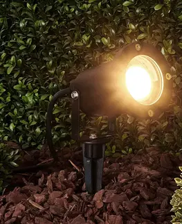 Vonkajšie svietidlo s bodcom do zeme Lindby Čierne exteriérové bodové svetlo Tessa s hrotom
