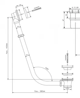 Kúpeľňa POLYSAN - RETRO vaňová súprava pre vonkajšiu inštaláciu, retiazka, vr. sifónu, chróm 71689