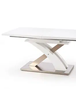 Stoly v podkrovnom štýle Rozkladací stôl Sandor 160/220x90cm Mdf/Oceľ – Biely
