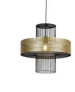 Zavesne lampy Dizajnová závesná lampa zlatá s čiernou 50 cm - Tess