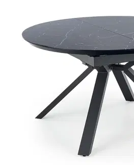 Jedálenské stoly HALMAR Vertigo okrúhly rozkladací jedálenský stôl čierny mramor / čierna