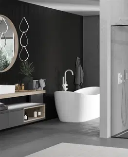Sprchové dvere MEXEN/S - Kioto Sprchová zástena Walk-in 100 x 80 cm, čierny vzor, biela 800-100-202-20-70-080