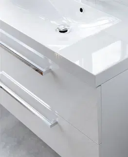 Kúpeľňový nábytok MEREO - Bino, kúpeľňová skrinka s umývadlom z liateho mramoru 101 cm, biela/dub CN672M