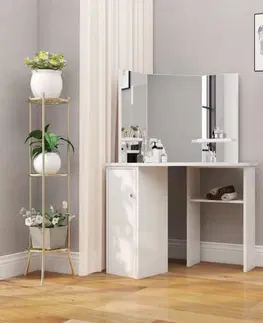 Nočné a toaletné stolíky Rohový toaletný stolík biela Dekorhome