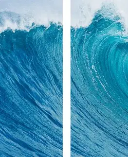 Obrazy prírody a krajiny 5-dielny obraz morská vlna