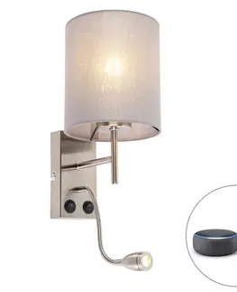 Nastenne lampy Inteligentné oceľové nástenné svietidlo so sivým tienidlom vrátane Wifi A60 - Stacca