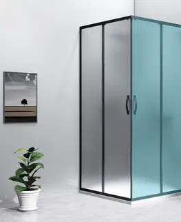 Sprchovacie kúty GELCO - SIGMA SIMPLY BLACK sprchové dvere posuvné pre rohový vstup 900 sklo BRICK GS2490B