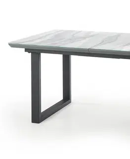 Jedálenské stoly HALMAR Marley rozkladací jedálenský stôl biely mramor / čierna