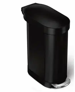 Odpadkové koše Simplehuman Oválny pedálový kôš s nehrdzavejúcim rámčekom Slim 45 l, čierna