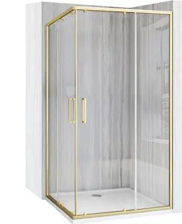 Vane REA/S - Sprchovací kút City 80x100 Brush Gold + biela sprchová vanička Savoy KPL-K74501