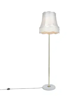 Stojace lampy Retro stojaca lampa mosadz s krémovým odtieňom Granny 45 cm - Kaso
