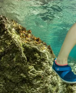 šnorchl Obuv do vody Aquashoes 500 suchý zips modro-ružová