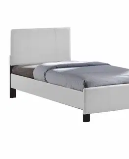 Postele KONDELA Arkona 90 čalúnená jednolôžková posteľ s roštom biela