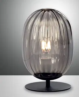 Stolové lampy Fabas Luce Stolová lampa Infinity zakrivené sklenené tienidlo