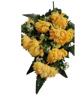 Kvety Umelá dekoratívna kytica Chryzantéma, žltá, výška 60 cm