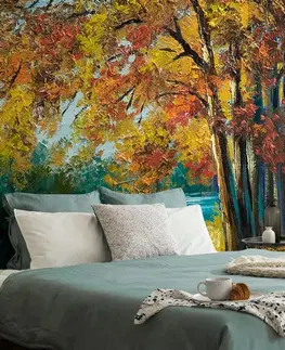 Tapety príroda Tapeta maľované stromy vo farbách jesene