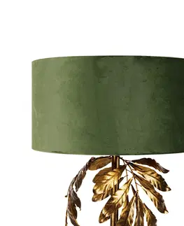 Stojace lampy Vintage stojaca lampa starožitná zlatá so zeleným tienidlom - Linden