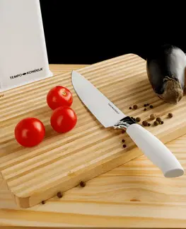Sady nožov TEMPO-KONDELA KAHON, sada nožov a kuchynského náradia, 10 ks, v stojane, biela