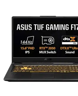 Notebooky ASUS TUF Gaming F17 i5-11400H 16 GB, 512 GB, SSD 17,3" FHD RTX2050 Win11Home, Graphite Black FX706HF-HX014W