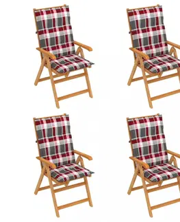Zahradné stoličky Skladacia záhradná stolička 4 ks s poduškami Dekorhome Krémová