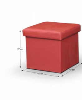 Taburetky KONDELA Tela New taburetka s úložným priestorom červená