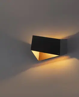 Nastenne lampy Dizajnová nástenná lampa čierna so zlatom - Fold