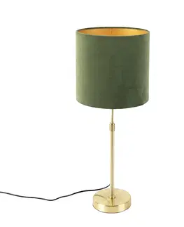 Stolove lampy Stolová lampa zlatá / mosadz s velúrovým odtieňom zelená 25 cm - Parte