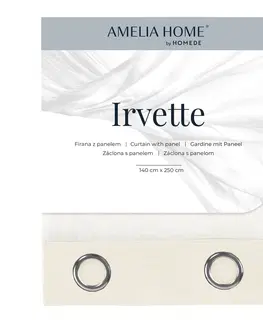 Závesy AmeliaHome Záclona Irvette Eyelets krémová, 140 x 250 cm