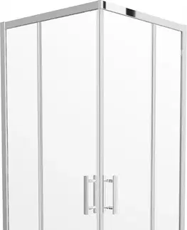 Vane MEXEN/S - Rio štvorcový sprchovací kút 90 x 90, transparent, chróm + vanička so sifónom Flat, čierny 860-090-090-01-00-4070