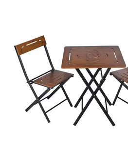 Záhradné stoličky a kreslá  Balkónový set drevo/kov 