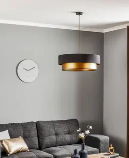 Závesné svietidlá Maco Design Závesná lampa Dorina, čierna/zlatá Ø 60 cm