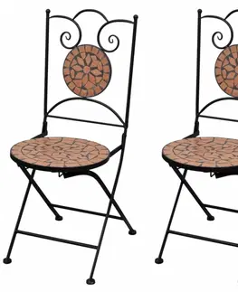 Záhradné kreslá a stoličky Záhradná skladacia stolička 2 ks Biela / hnedá