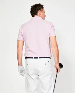 dresy Pánska golfová polokošeľa s krátkym rukávom MW500 svetloružová