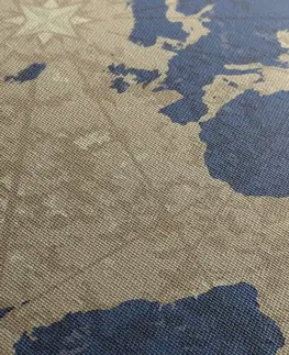 Obrazy mapy Obraz mapa sveta s kompasom v retro štýle