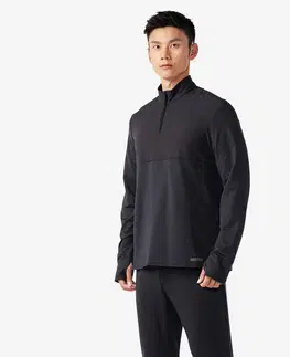 mikiny Pánske hrejivé bežecké tričko Warm 500 s dlhým rukávom čierne