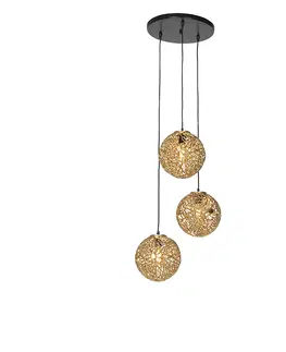 Zavesne lampy Art Deco závesná lampa zlatá okrúhla 3-svetlá - Maro