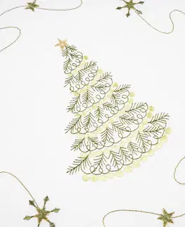 Obrusy Forbyt Vianočný obrus Stromček bielo-zelená, 120 x 140 cm