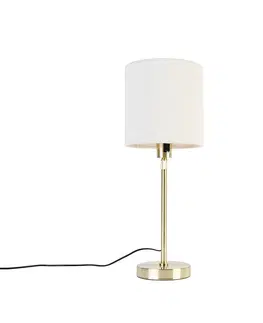 Stolove lampy Stolná lampa zlatá nastaviteľná s tienidlom biela 20 cm - Parte