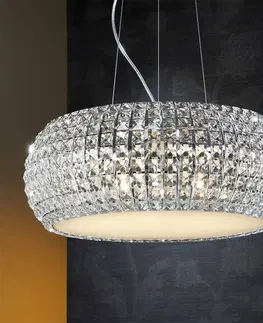 Závesné svietidlá Schuller Valencia Závesná lampa Diamond s krištáľmi, okrúhle 54 cm