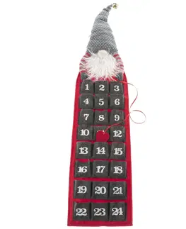 Vianočné dekorácie Textilný adventný kalendár Trpaslík čierna, 20 x 75 cm