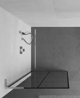 Sprchové dvere MEXEN/S - Kioto L Sprchová zástena WALK-IN 90 x 200, čierny vzor, chróm 800-090-103-01-77