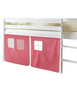 Vyvýšené detské postele Posteľ S Priestorom Na Hru Malte Záves Ružový