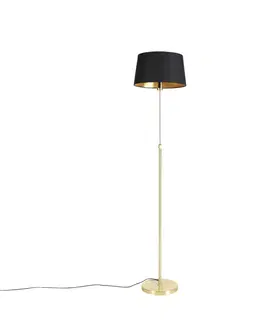 Stojace lampy Stojatá lampa zlatá / mosadz s čiernym tienidlom nastaviteľným na 35 cm - Parte