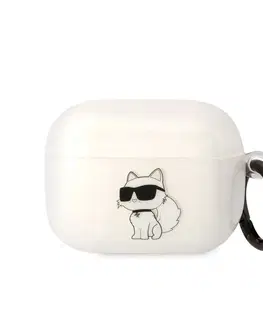 Slúchadlá Karl Lagerfeld 3D Logo NFT Choupette TPU obal pre Apple AirPods Pro, biely