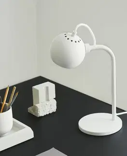 Stolové lampy FRANDSEN FRANDSEN Guľová stolová lampa, biela
