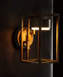 Vonkajšie nástenné svietidlá Moretti Luce LED svietidlo Cubic 3372 starožitná mosadz/opálová